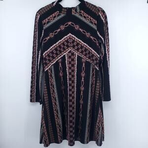 Free People Stella Babydoll 70s Vibe Boho Western Geometric Print Mini Dress S